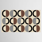 Mid Century Half Circle Pattern 582 Black Brown Gray and Beige Tablecloth Gallery Image 2