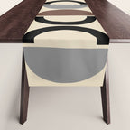 Mid Century Half Circle Pattern 582 Black Brown Gray and Beige Table Runner Gallery Image 1