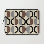 Mid Century Half Circle Pattern 582 Black Brown Gray and Beige Laptop Sleeve Gallery Image 1