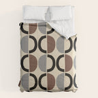 Mid Century Half Circle Pattern 582 Black Brown Gray and Beige Comforter Gallery Image 6