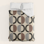 Mid Century Half Circle Pattern 582 Black Brown Gray and Beige Duvet Cover Gallery Image 6