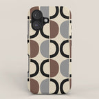 Mid Century Half Circle Pattern 582 Black Brown Gray and Beige iPhone Case Gallery Image 1