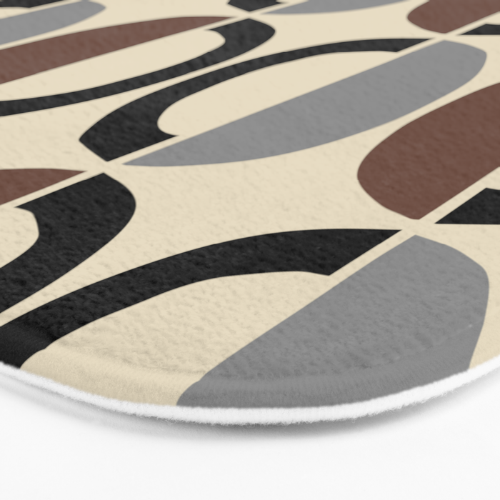 Mid Century Half Circle Pattern 582 Black Brown Gray and Beige Bath Mat Gallery Image 3