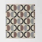 Mid Century Half Circle Pattern 582 Black Brown Gray and Beige Throw Blanket Gallery Image 2