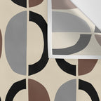 Mid Century Half Circle Pattern 582 Black Brown Gray and Beige Wall Tapestry Gallery Image 3