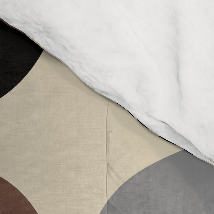 Mid Century Half Circle Pattern 582 Black Brown Gray and Beige Comforter Gallery Image 4