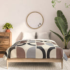 Mid Century Half Circle Pattern 582 Black Brown Gray and Beige Comforter Gallery Image 3