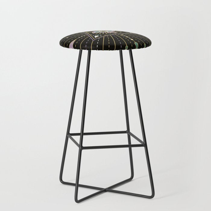 Evil Eye Mandala - Black Stool Gallery Image 1