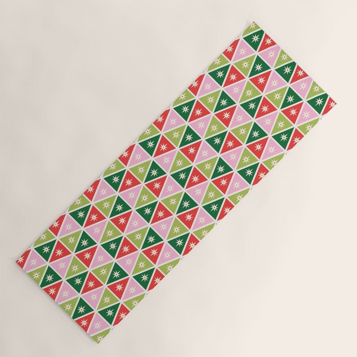 Retro Christmas Triangles Yoga Mat Gallery Image 1