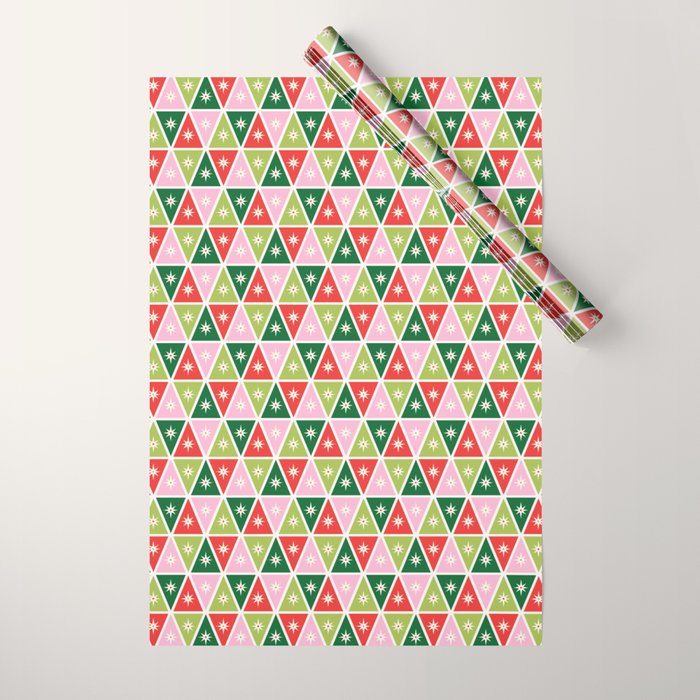 Retro Christmas Triangles Wrapping Paper Gallery Image 1