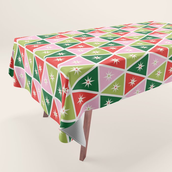 Retro Christmas Triangles Tablecloth Gallery Image 1