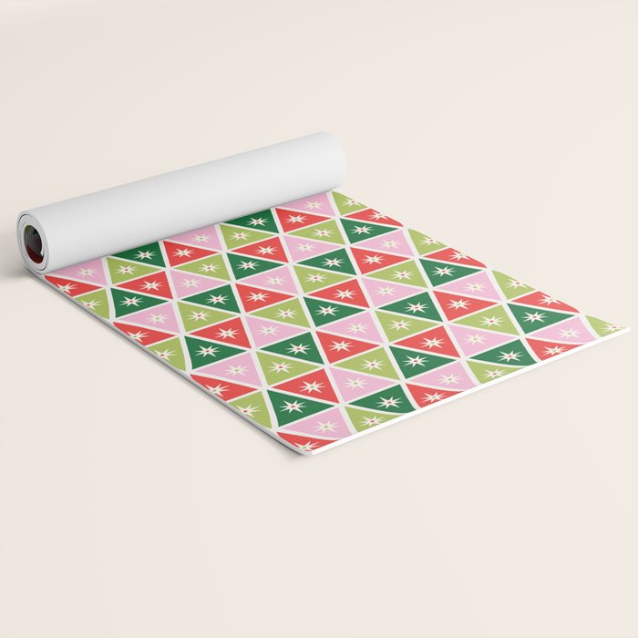 Retro Christmas Triangles Yoga Mat Gallery Image 2