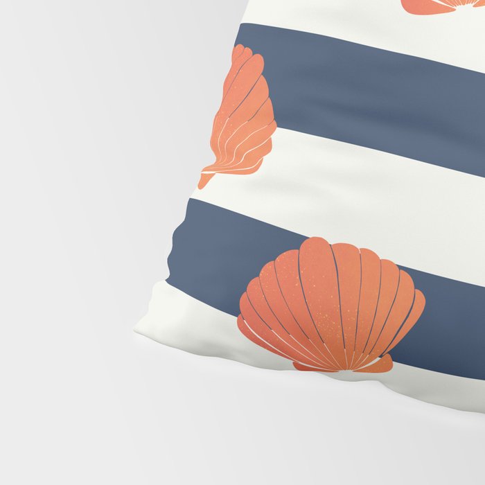 Orange clamshell and navy stripes Pillow Sham Gallery Image 4