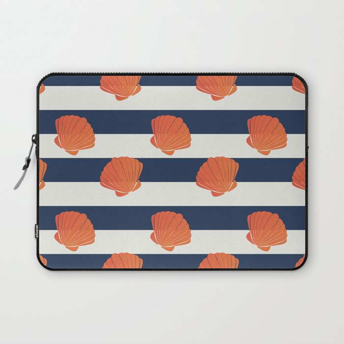 Orange clamshell and navy stripes Laptop Sleeve Gallery Image 1