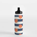 Orange clamshell and navy stripes Water Bottle Gallery Image 2