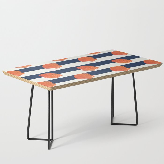 Orange clamshell and navy stripes Coffee Table Gallery Image 1