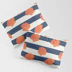 Orange clamshell and navy stripes Pillow Sham Gallery Image 3