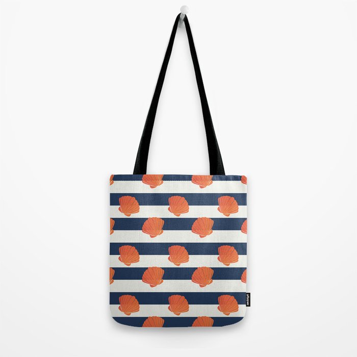 Orange clamshell and navy stripes Tote Bag Gallery Image 2