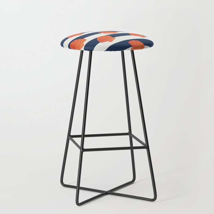 Orange clamshell and navy stripes Stool Gallery Image 1
