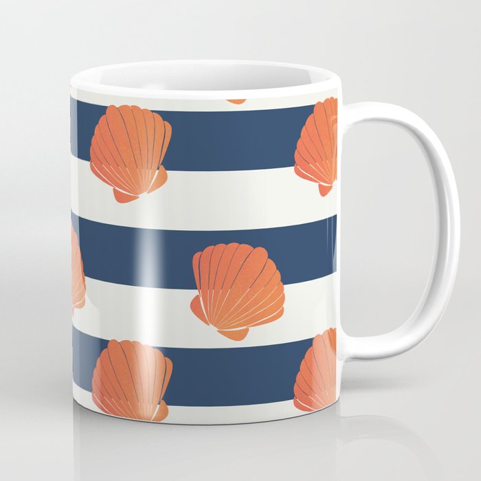 Orange clamshell and navy stripes Coffee Mug Gallery Image 1