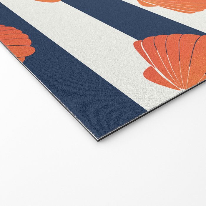 Orange clamshell and navy stripes Welcome Mat Gallery Image 2