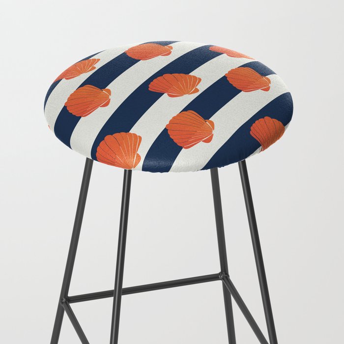 Orange clamshell and navy stripes Stool Gallery Image 2