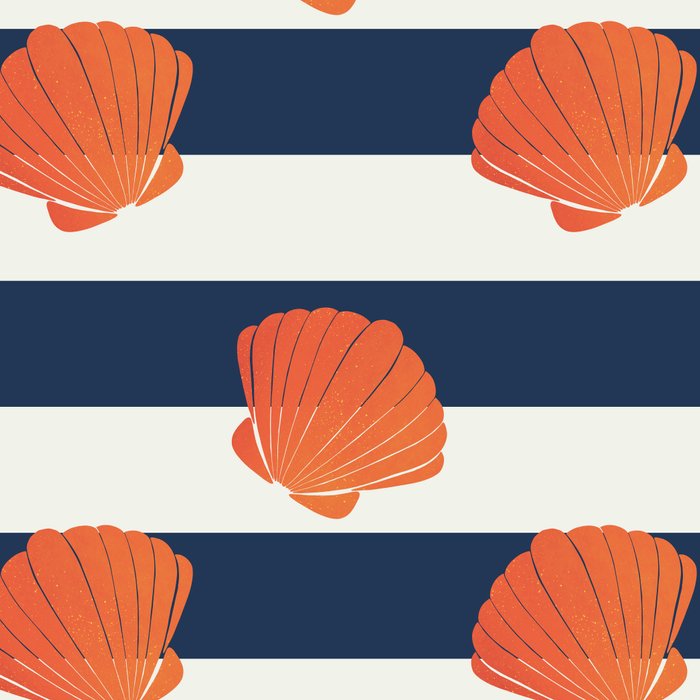 Orange clamshell and navy stripes Coffee Mug Gallery Image 2