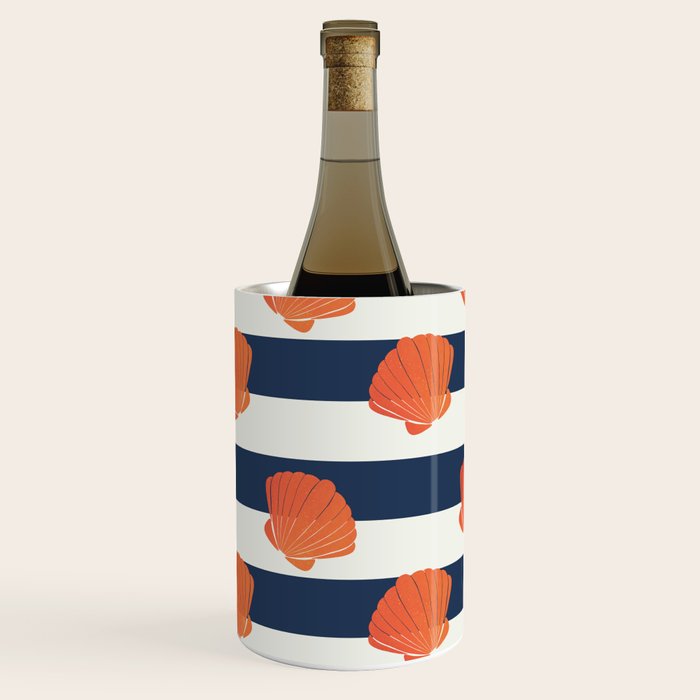 Orange clamshell and navy stripes Wine Chiller Gallery Image 2