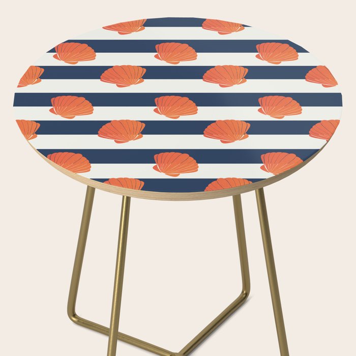 Orange clamshell and navy stripes Side Table Gallery Image 2
