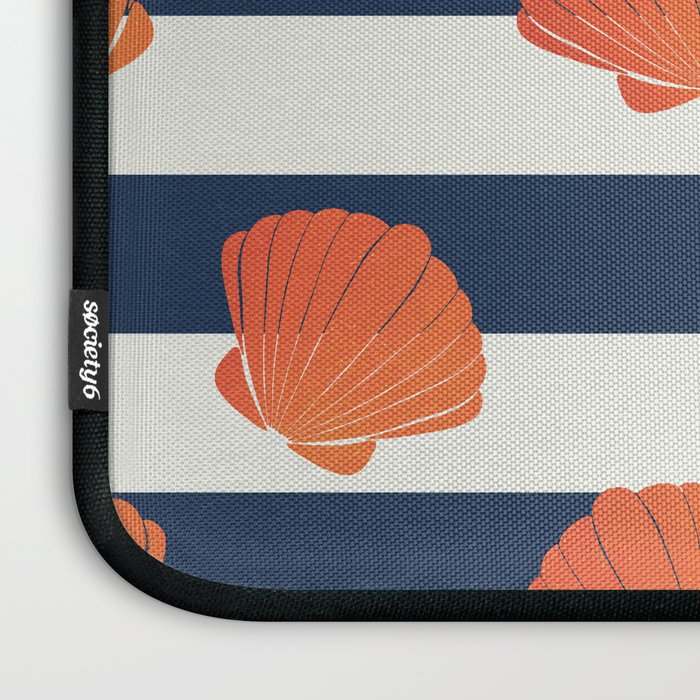 Orange clamshell and navy stripes Laptop Sleeve Gallery Image 3