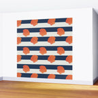 Orange clamshell and navy stripes Wall Mural Gallery Image 2