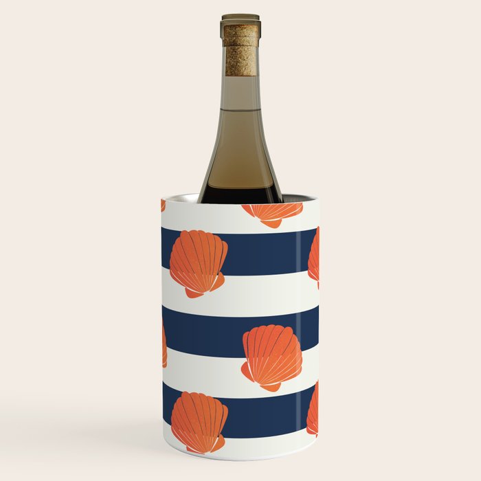 Orange clamshell and navy stripes Wine Chiller Gallery Image 3