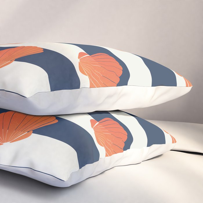 Orange clamshell and navy stripes Pillow Sham Gallery Image 3