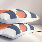 Orange clamshell and navy stripes Pillow Sham Gallery Image 3