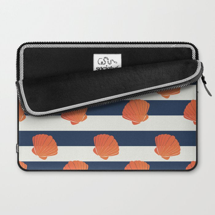 Orange clamshell and navy stripes Laptop Sleeve Gallery Image 2