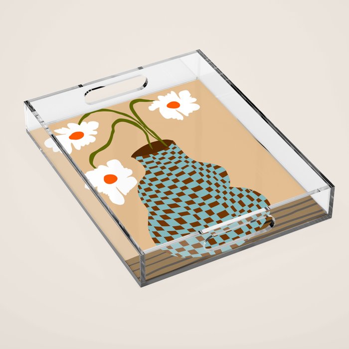 Party floral pottery  Acrylic Tray Gallery Image 1