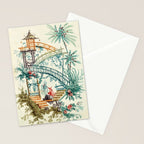 Enchanted Waterfall Garden 19th Century Chinoiserie Stationery Card Gallery Image 2