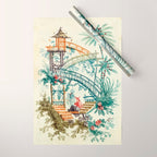 Enchanted Waterfall Garden 19th Century Chinoiserie Wrapping Paper Gallery Image 1
