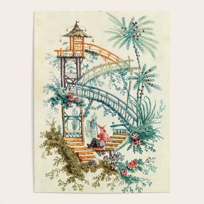 Enchanted Waterfall Garden 19th Century Chinoiserie Poster Gallery Image 4