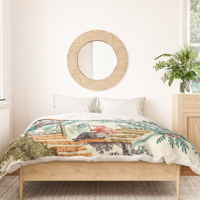 Enchanted Waterfall Garden 19th Century Chinoiserie Duvet Cover Gallery Image 3