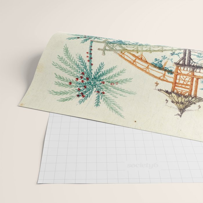 Enchanted Waterfall Garden 19th Century Chinoiserie Wrapping Paper Gallery Image 2