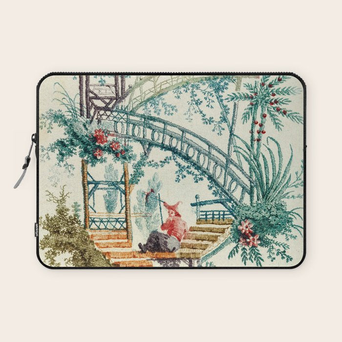 Enchanted Waterfall Garden 19th Century Chinoiserie Laptop Sleeve Gallery Image 1