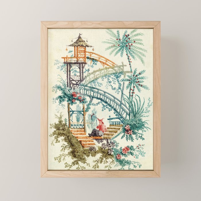 Enchanted Waterfall Garden 19th Century Chinoiserie Mini Art Print Gallery Image 1