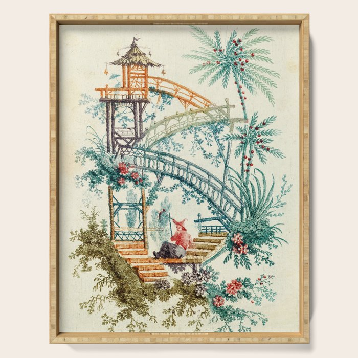 Enchanted Waterfall Garden 19th Century Chinoiserie Serving Tray Gallery Image 1