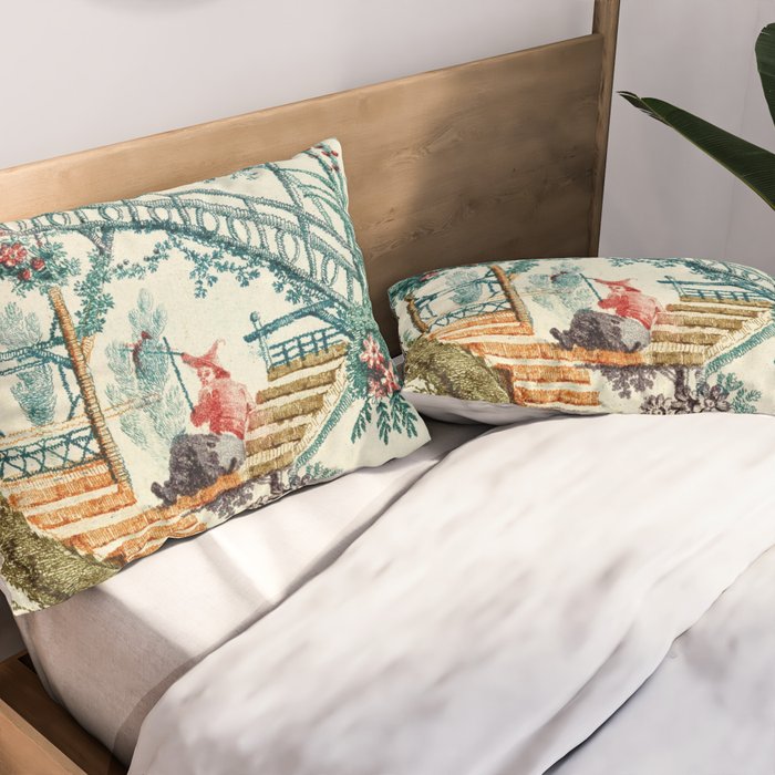 Enchanted Waterfall Garden 19th Century Chinoiserie Pillow Sham Gallery Image 2