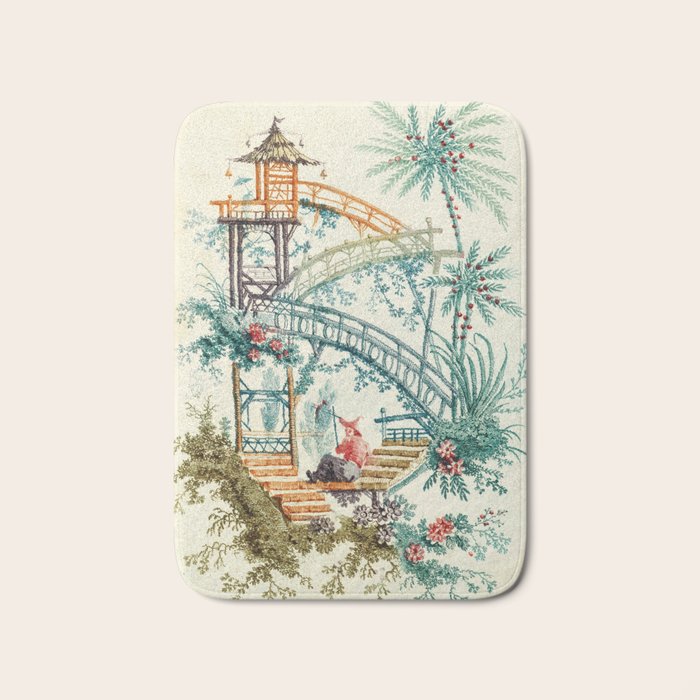 Enchanted Waterfall Garden 19th Century Chinoiserie Bath Mat Gallery Image 1