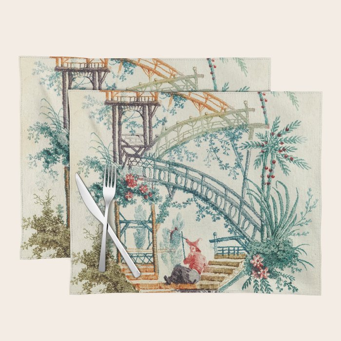 Enchanted Waterfall Garden 19th Century Chinoiserie Placemat Gallery Image 1