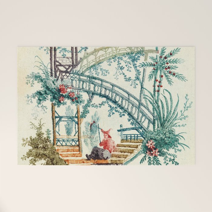 Enchanted Waterfall Garden 19th Century Chinoiserie Welcome Mat Gallery Image 1