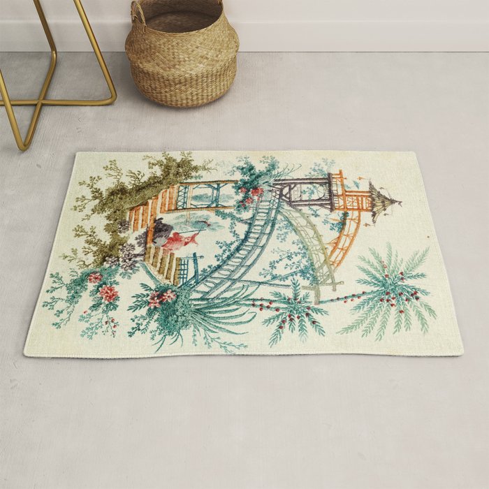 Enchanted Waterfall Garden 19th Century Chinoiserie Rug Gallery Image 1