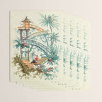 Enchanted Waterfall Garden 19th Century Chinoiserie Wrapping Paper Gallery Image 3